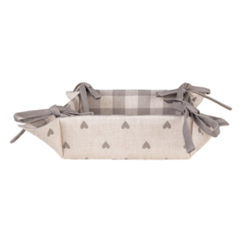 Broodmandje Love It hartjes beige/grijs