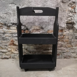 Stoere houten etagère 2-laags zwart 65*40*20