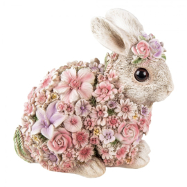 Decoratie konijn met bloemetjes 19*12*18