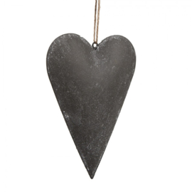 Decoratie hanger hart grijs (M) 15*2*10