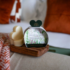 Tasje met 3 hartzeepjes Lily of the Valley