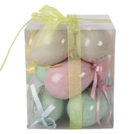 Set van 9 decoratie hangers ei 5*8 roze/groen