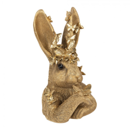 Decoratie konijn met vlinders goudkleur 21*20*34