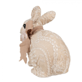 Decoratie konijn textiel beige 26*15*23