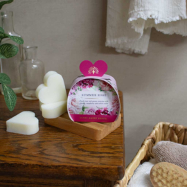 Tasje met 3 hartzeepjes Summer Rose