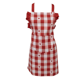 Kinder Keukenschort Love It hartjes rood/wit