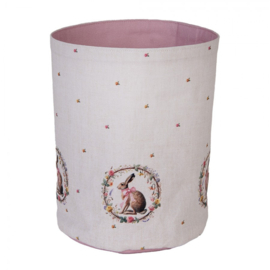 Rond broodmandje haas en roosjes roze