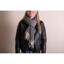 Dames wintersjaal zwart/grijs