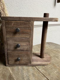 Houten keukenrolhouder met 3 laadjes 33*31*14