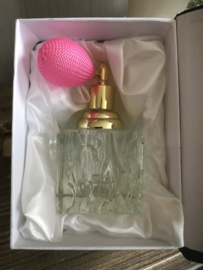 Parfumfles met verstuiver glas / vierkant