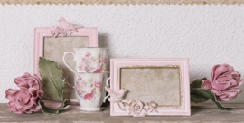 Fotolijst vogeltje en roosjes roze 13*18