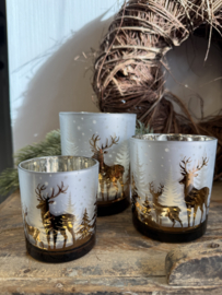 Set van 3 waxinelichthouders Hert zilver/goud