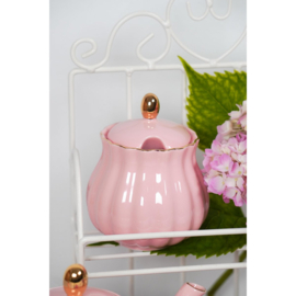 Melkkan en suikerpot Royal Rose roze/goud