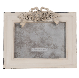 Brocante fotolijst met ornament beige 18*13