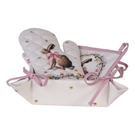 Pannenlap haas en roosjes roze