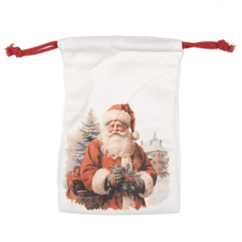 Nostalgisch stoffen kadozakje Kerstman 11*16
