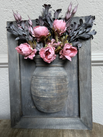 Wandplank met halve pot grijs 30*40*10