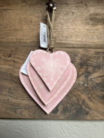 Decoratie hanger ijzeren hart roze 12*2*12