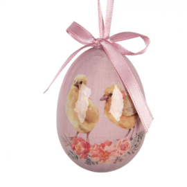 Set van 9 decoratie hangers ei 5*8 roze/groen