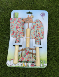 Tuingereedschap set kind groen gebloemd