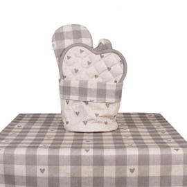 Rond broodmandje Love It hartjes beige/grijs