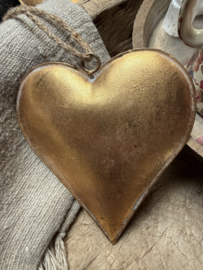 Metalen hart hangend goud (M)19*3*16