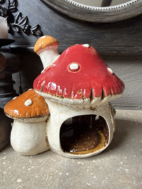 Waxinelichthouder paddenstoelen huis 17*12*16