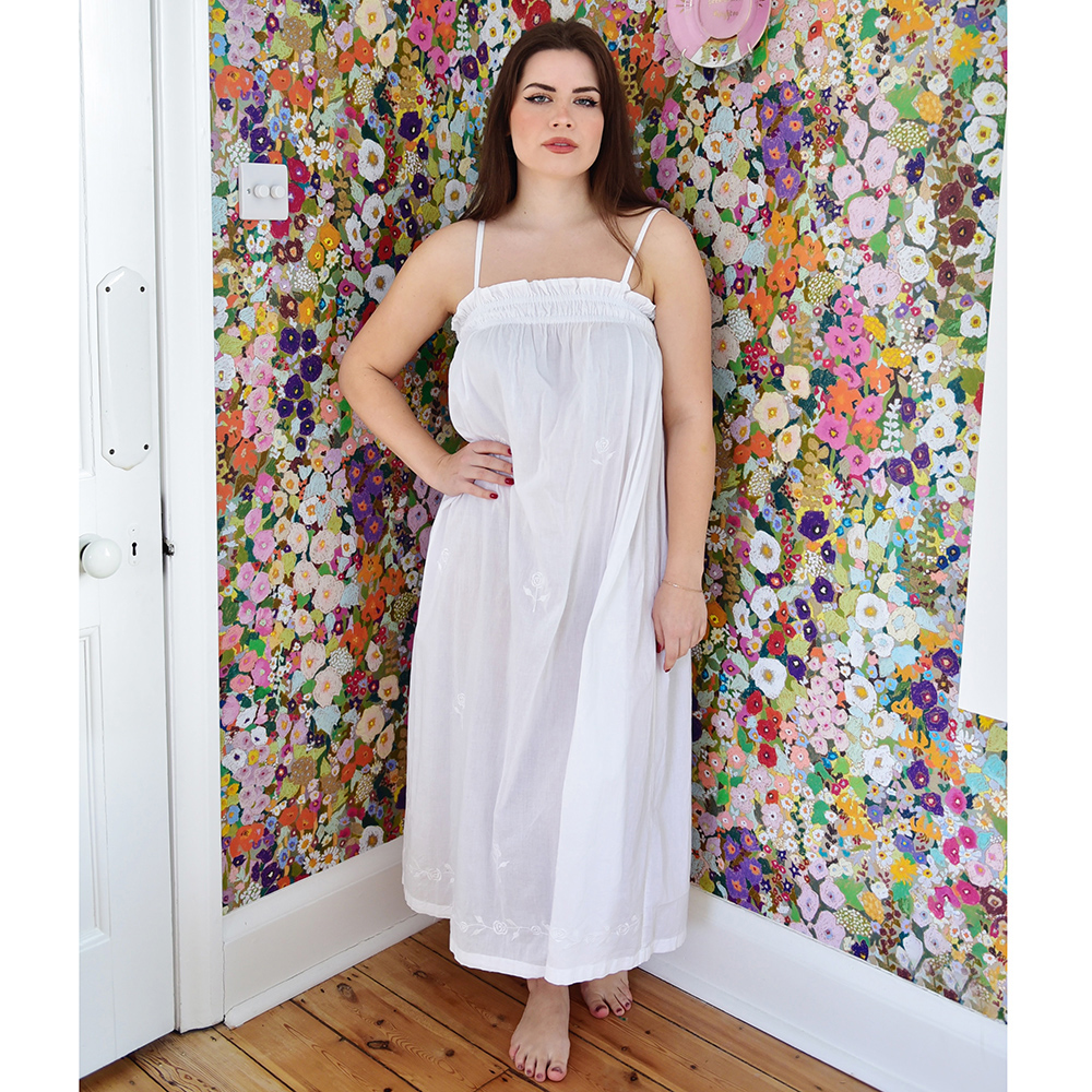 Romantische nachthemd Francesca smock wit