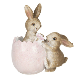 Decoratie konijntjes met roze ei