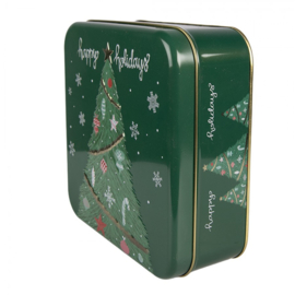 Bewaarblik Happy Holidays 17*17*6