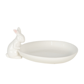 Serveerschaal met konijntje wit