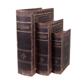 Opbergdozen set van 3 houten dozen bruin vintage