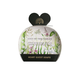 Tasje met 3 hartzeepjes Lily of the Valley