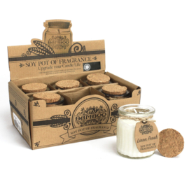 Sojawas kaars in glazen pot Fris Linnen