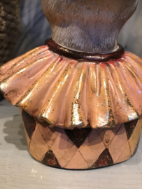 Decoratie konijnen hoofd oranje/roze