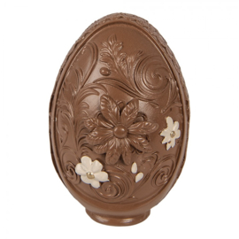 Decoratie ei met bloemetjes bruin 9*13