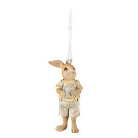 Decoratie hanger konijn jongen geel