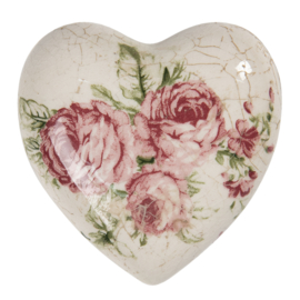 Decoratie hart met roosjes 8*8*4
