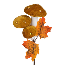Decoratie herfsttak paddenstoelen oranje 8*55