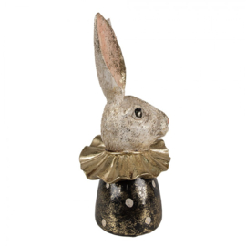 Decoratie konijnen hoofd zwart/goud