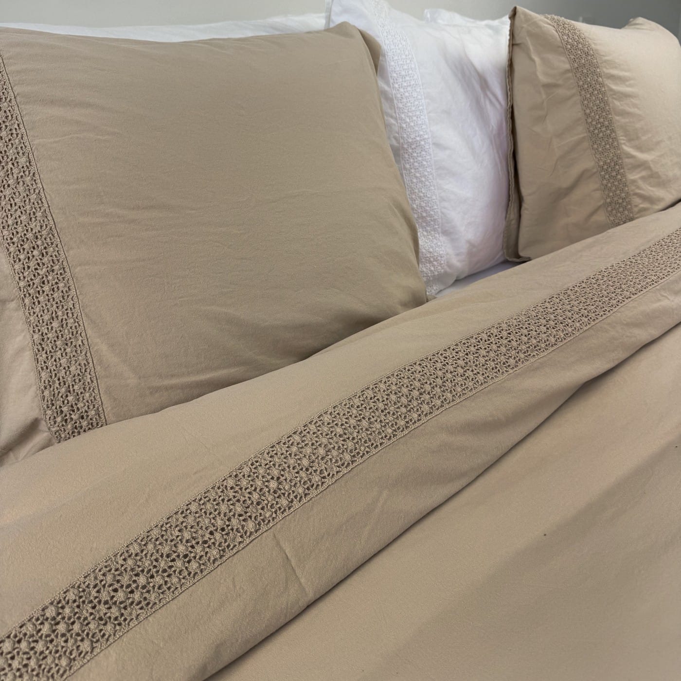 Landelijk dekbedovertrek Maryland zand 240*220