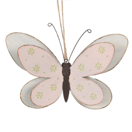Decoratie hanger metalen vlinder (S) 16 cm