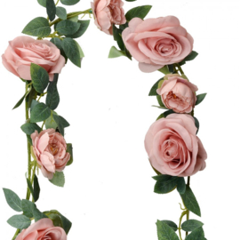 Kunstbloem guirlande roos zalmroze 180cm