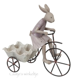 Decoratie konijn op fiets vrouw