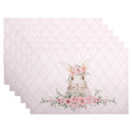 Stoffen placemats (6) Floral Easter Bunny