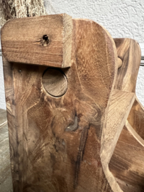 Houten keukenrolhouder met 2 vakken 27*28*20