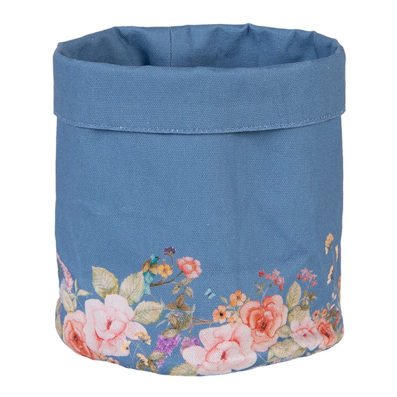 Rond broodmandje blauw met bloemen