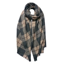Winter sjaal geruit grijs/beige