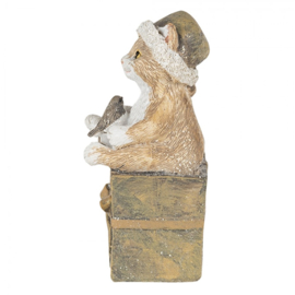 Kerst decoratie Kat op kado 5*4*10