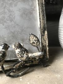 Brocante ijzeren fotolijst met vogeltjes 15*20